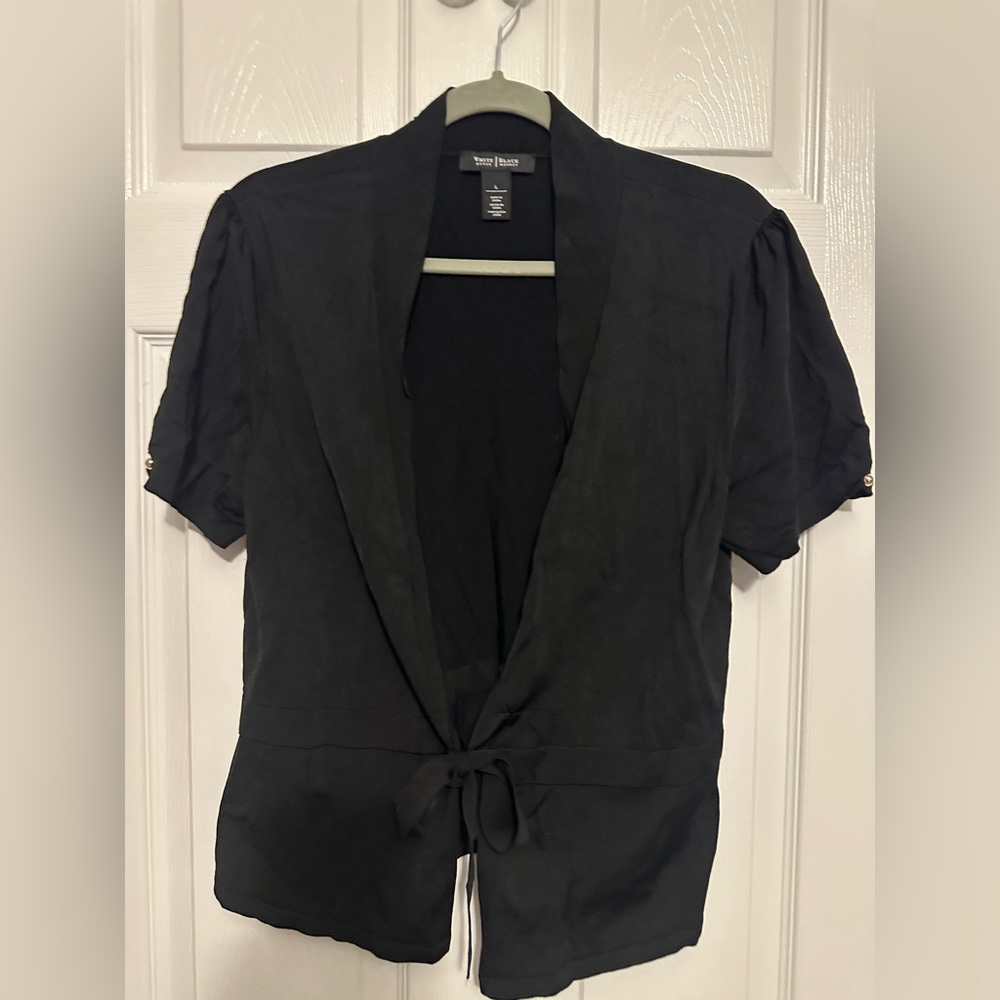White House Black Market Black Tie-Front Blouse